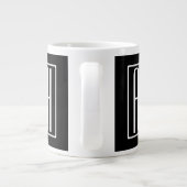 Bloed modern 3 Initialen monogram | Zwart wit Grote Koffiekop (Achterkant)