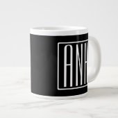 Bloed modern 3 Initialen monogram | Zwart wit Grote Koffiekop (Voorkant rechts)