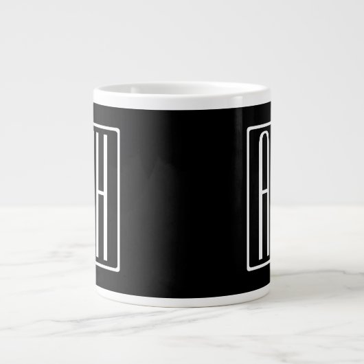Bloed modern 3 Initialen monogram | Zwart wit Grote Koffiekop (Voorkant)