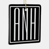 Bloed modern 3 Initialen monogram | Zwart wit Keramisch Ornament (Rechts)