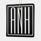 Bloed modern 3 Initialen monogram | Zwart wit Keramisch Ornament (Links)