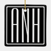 Bloed modern 3 Initialen monogram | Zwart wit Keramisch Ornament (Achterkant)