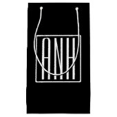 Bloed modern 3 Initialen monogram | Zwart wit Klein Cadeauzakje (Voorkant)