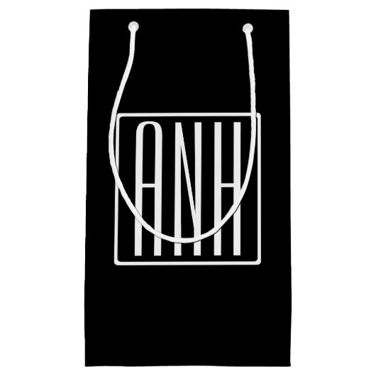 Bloed modern 3 Initialen monogram | Zwart wit Klein Cadeauzakje (Voorkant)