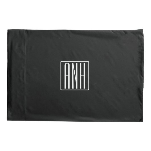 Bloed modern 3 Initialen monogram | Zwart wit Kussensloop (Achterkant)