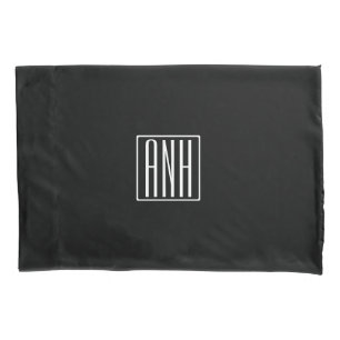 Bloed modern 3 Initialen monogram Zwart wit Kussensloop