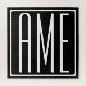 Bloed modern 3 Initialen monogram | Zwart wit Legpuzzel (Verticaal)