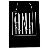 Bloed modern 3 Initialen monogram | Zwart wit Medium Cadeauzakje (Voorkant)