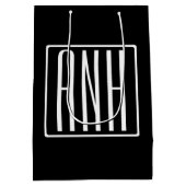 Bloed modern 3 Initialen monogram | Zwart wit Medium Cadeauzakje (Achterkant)