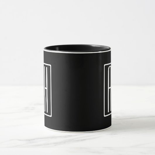 Bloed modern 3 Initialen monogram | Zwart wit Mok (Midden)