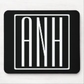 Bloed modern 3 Initialen monogram | Zwart wit Muismat (Voorkant)