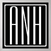 Bloed modern 3 Initialen monogram | Zwart wit Poster (Voorkant)