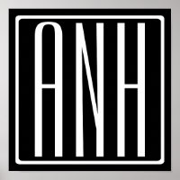 Bloed modern 3 Initialen monogram | Zwart wit