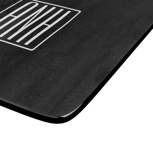 Bloed modern 3 Initialen monogram | Zwart wit Snijplank (Hoek)