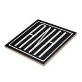 Bloed modern 3 Initialen monogram | Zwart wit Tegeltje (Zijkant)
