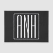 Bloed modern 3 Initialen monogram | Zwart wit Tissuepapier (Voorkant)