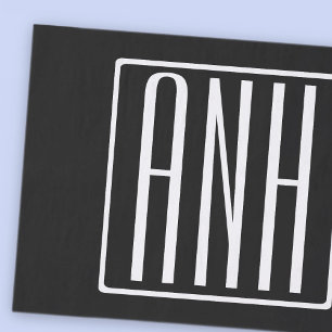 Bloed modern 3 Initialen monogram   Zwart wit Tissuepapier