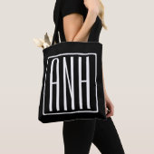 Bloed modern 3 Initialen monogram | Zwart wit Tote Bag (Dichtbij)
