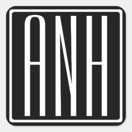 Bloed modern 3 Initialen monogram | Zwart wit Vierkante Sticker