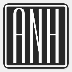 Bloed modern 3 Initialen monogram   Zwart wit Vierkante Sticker