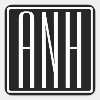 Bloed modern 3 Initialen monogram | Zwart wit Vierkante Sticker