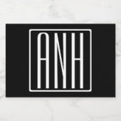 Bloed modern 3 Initialen monogram | Zwart wit Voedselcontainer Etiket (Enkel label)