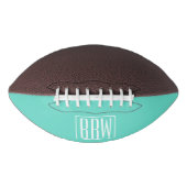 Bloed Moderne 3 Initialen Monogram| Wit op Aqua American Football (Voorkant)