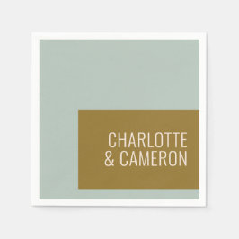 Bloed Moderne Typografie Blue en Olive Wedding Servet