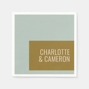 Bloed Moderne Typografie Blue en Olive Wedding Servet