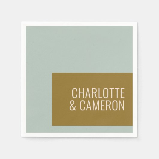 Bloed Moderne Typografie Blue en Olive Wedding Servet (Voorkant)