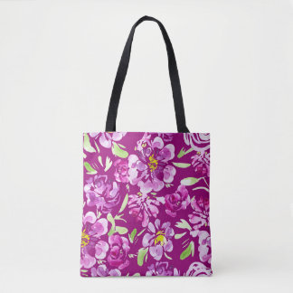 Bloed Paarse Waterverf ventilatorpatroon Tote Bag