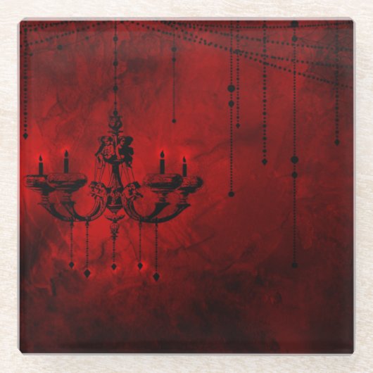 Bloed Red Chandelier Vampire Dark Red Black Glazen Onderzetter (Voorkant)