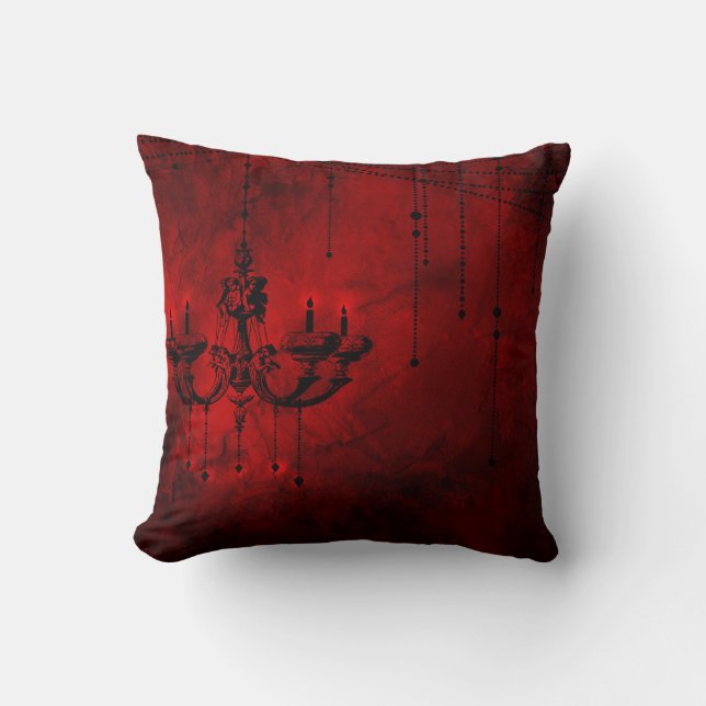 Bloed Red Chandelier Vampire Dark Red Black Kussen (Voorkant)