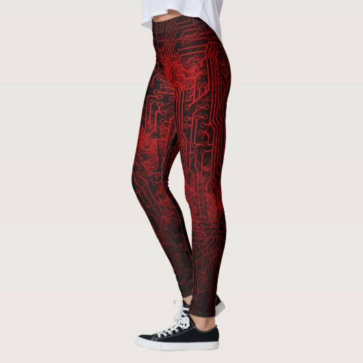 Bloed Red Circuit Board Veinen Leggings (Links)