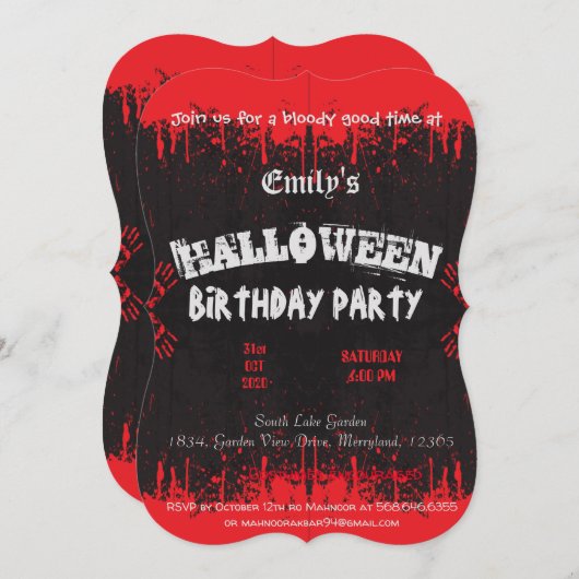 Bloed Red dark halloween spooky Save The Date (Voorkant / Achterkant)