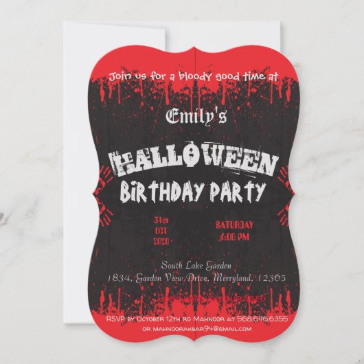 Bloed Red dark halloween spooky Save The Date (Voorkant)