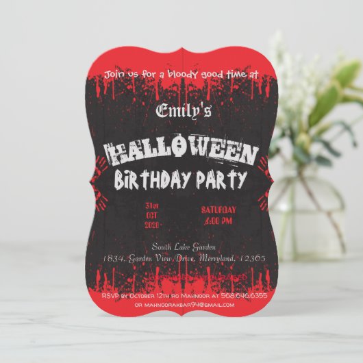 Bloed Red dark  halloween spooky Save The Date (Staand voorkant)