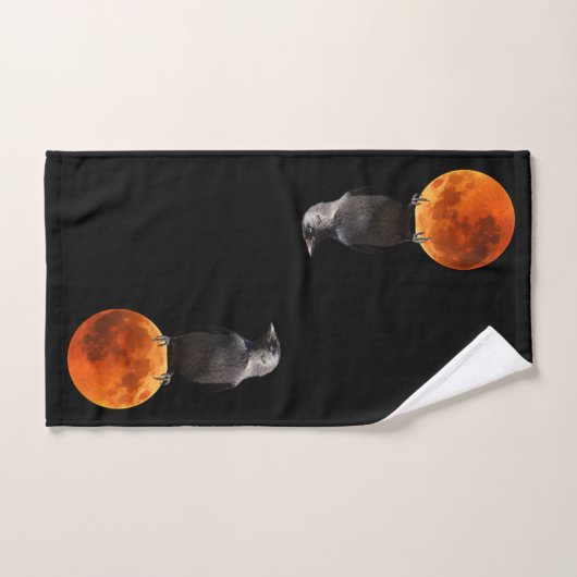 Bloed Red Moon en Raven Bath Towel Set Bad Handdoek (Handdoek)