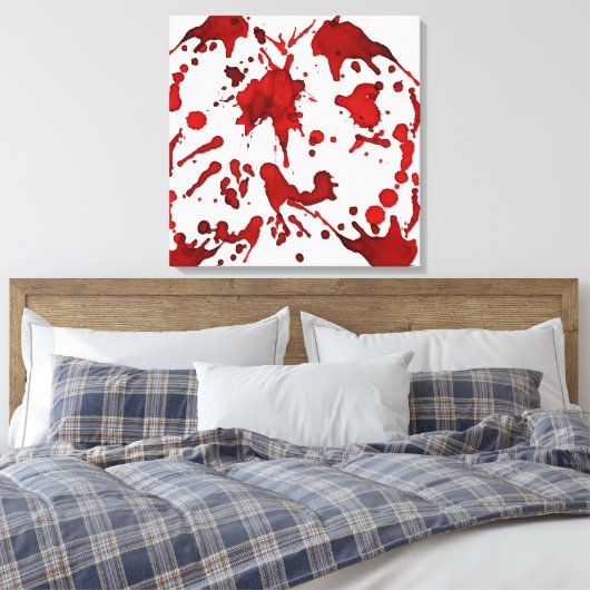 BLOED RED SPLATTER COLLAGE PRINT (Insitu (Slaapkamer))