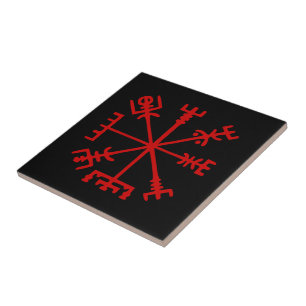 Bloed Red Vegvísir (Viking Compass) Tegeltje