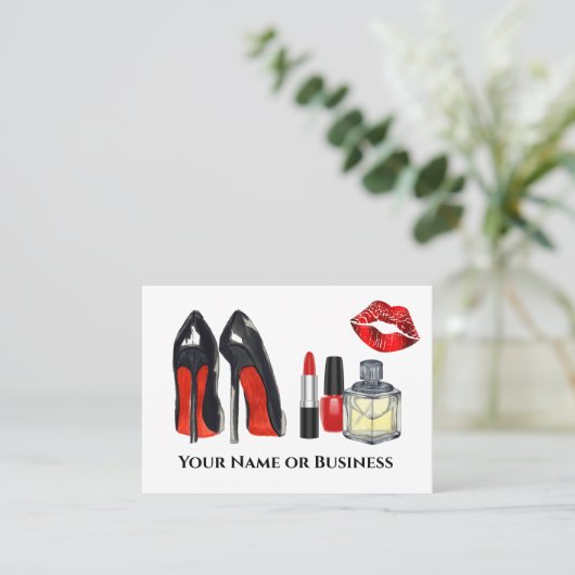 Bloed rode en zwarte makreel en nagellak visitekaartje (Staand voorkant)