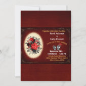 Bloed Rode Floral Gothic Skull Halloween Weddensch Kaart (Voorkant)