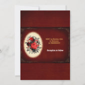 Bloed Rode Floral Gothic Skull Halloween Weddensch Kaart (Achterkant)