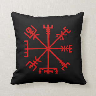 Bloed Rode Vegvísir (het Kompas van Viking) Kussen