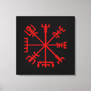 Bloed rode vísir (Viking Compass) Canvas Afdruk