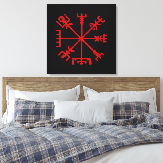 Bloed rode vísir (Viking Compass) Canvas Afdruk (Insitu (Slaapkamer))