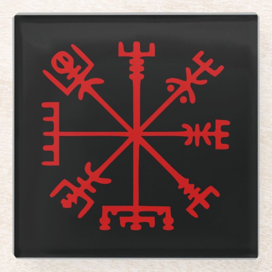 Bloed rode vísir (Viking Compass) Glazen Onderzetter (Voorkant)