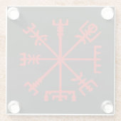 Bloed rode vísir (Viking Compass) Glazen Onderzetter (Achterkant)