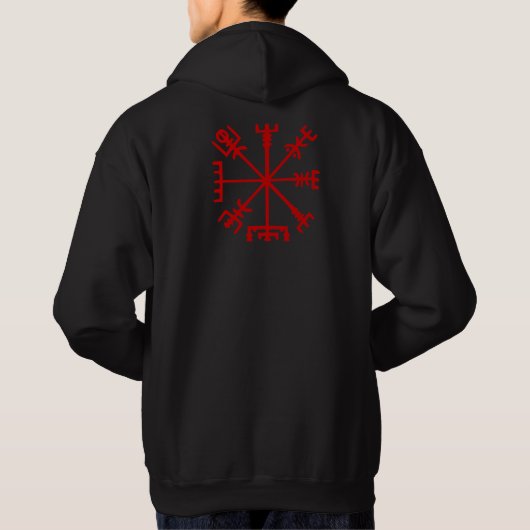 Bloed rode vísir (Viking Compass) Hoodie (Achterkant)