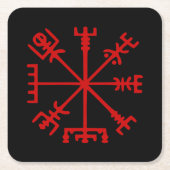 Bloed rode vísir (Viking Compass) Kartonnen Onderzetters (Voorkant)